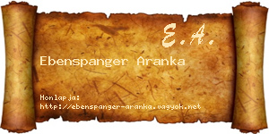 Ebenspanger Aranka névjegykártya